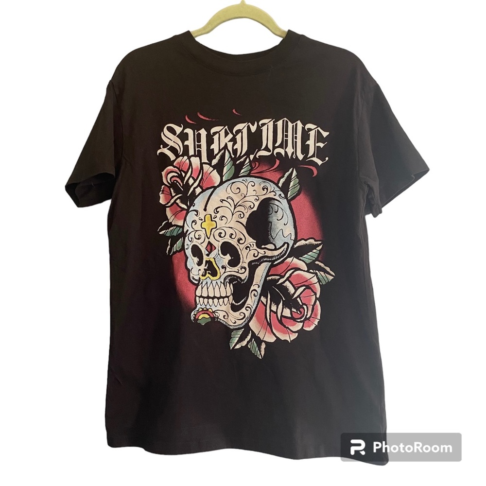 Sublime Skull and Roses Tattoo 2023 Black Short Sleeve T Shirt Sz L (XS)